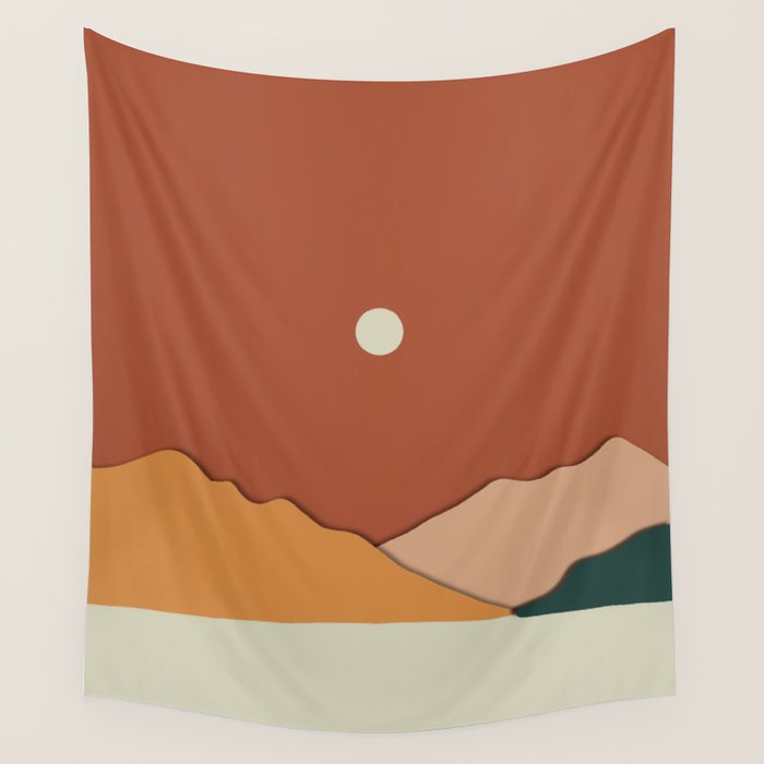 minimal mountain lake side  Wall Tapestry Gallery Image 4