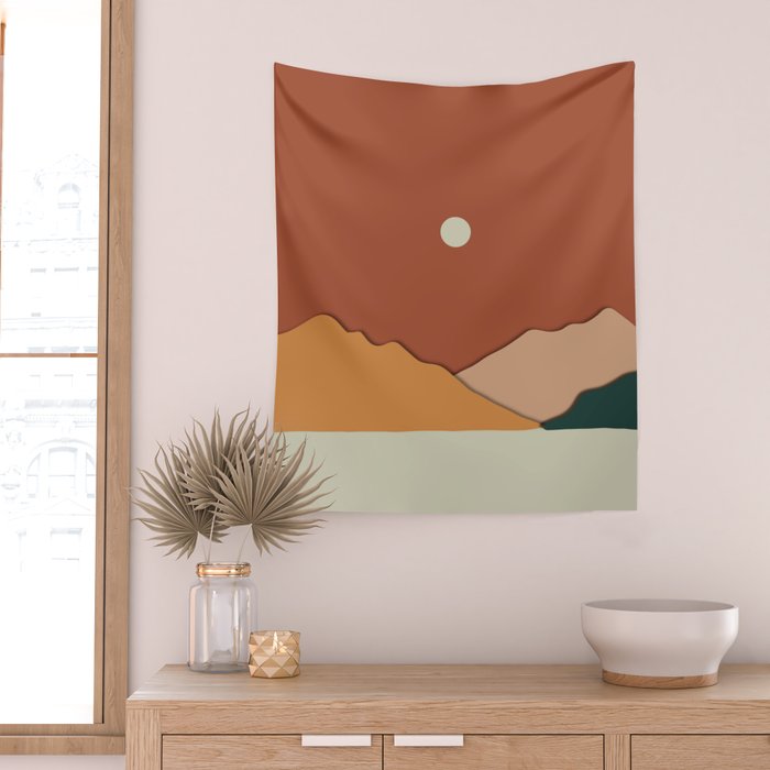 minimal mountain lake side  Wall Tapestry Gallery Image 2