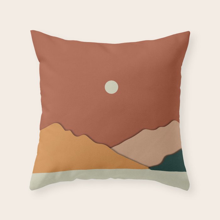 minimal mountain lake side  Throw Pillow Gallery Image 6