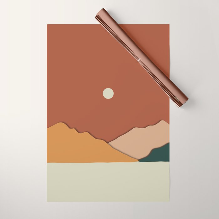 minimal mountain lake side  Wrapping Paper Gallery Image 1