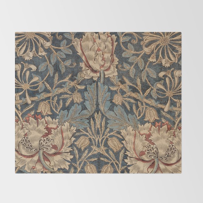 William Morris Honeysuckle Floral Throw Blanket Gallery Image 2