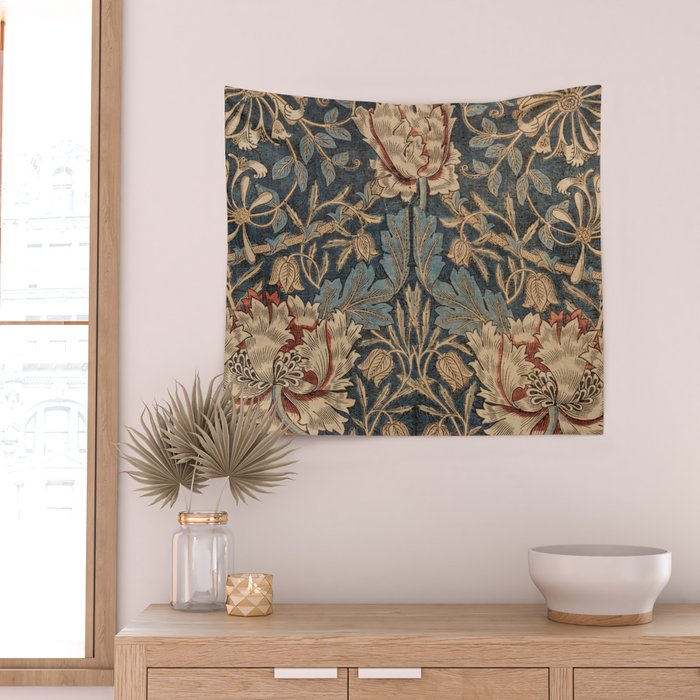 William Morris Honeysuckle Floral Wall Tapestry Gallery Image 2