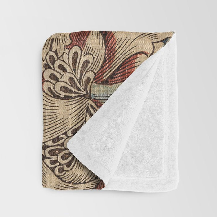 William Morris Honeysuckle Floral Throw Blanket Gallery Image 3