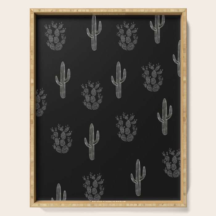 Cactus Pattern Black Serving Tray Gallery Image 1