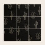 Cactus Pattern Black Wood Wall Art Gallery Image 1