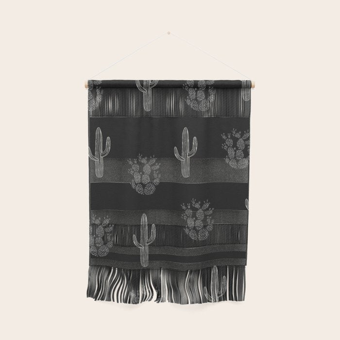 Cactus Pattern Black Wall Hanging Gallery Image 1
