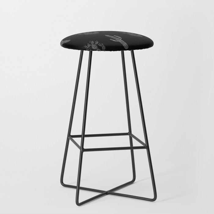 Cactus Pattern Black Stool