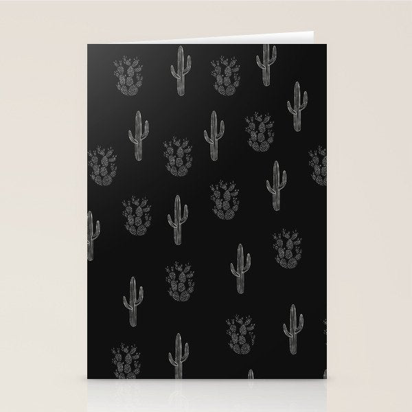 Cactus Pattern Black Stationery Card Gallery Image 2