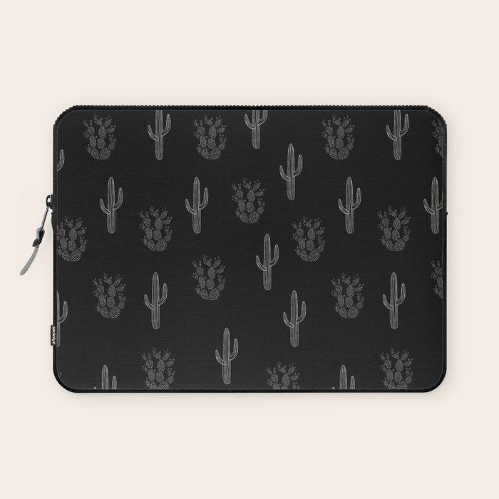 Cactus Pattern Black Laptop Sleeve Gallery Image 1