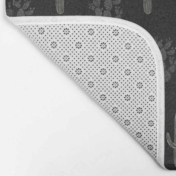 Cactus Pattern Black Bath Mat Gallery Image 2