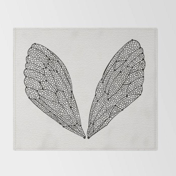 Black Cicada Wings Throw Blanket Gallery Image 2