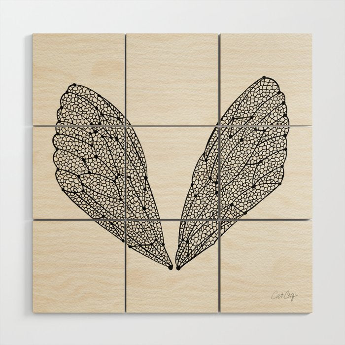 Black Cicada Wings Wood Wall Art Gallery Image 1