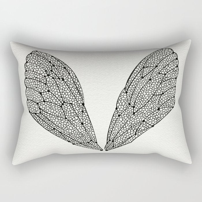Black Cicada Wings Rectangular Pillow Gallery Image 1