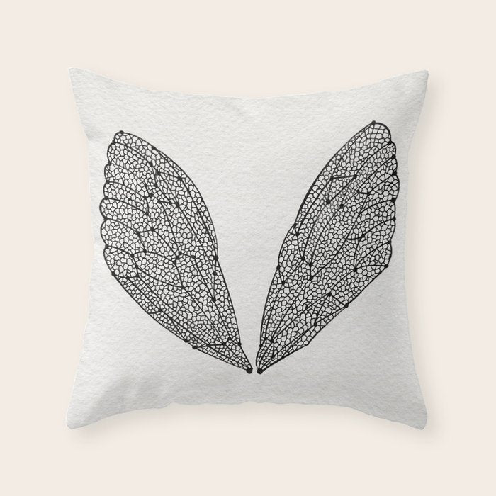 Black Cicada Wings Throw Pillow Gallery Image 6