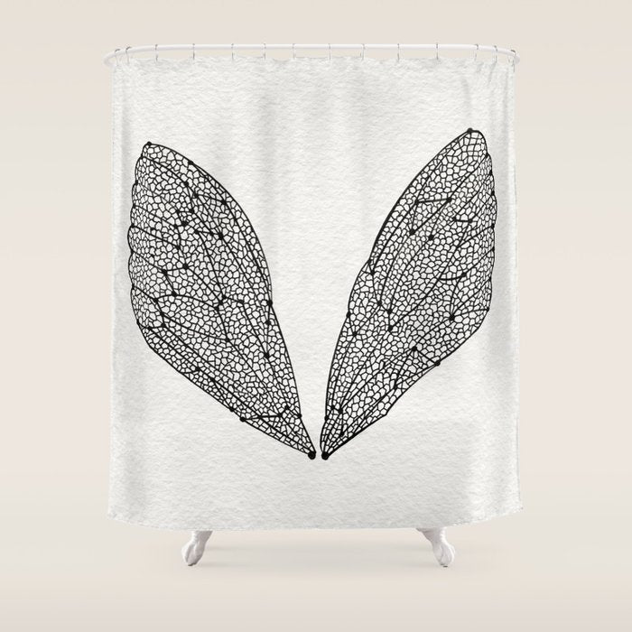 Black Cicada Wings Shower Curtain Gallery Image 1