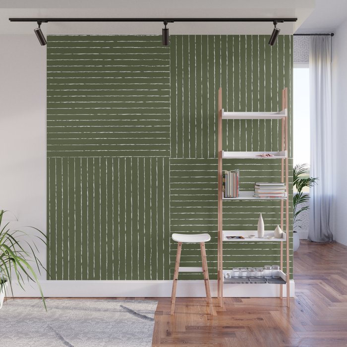 Lines III (Moss Green) Wall Mural Gallery Image 1