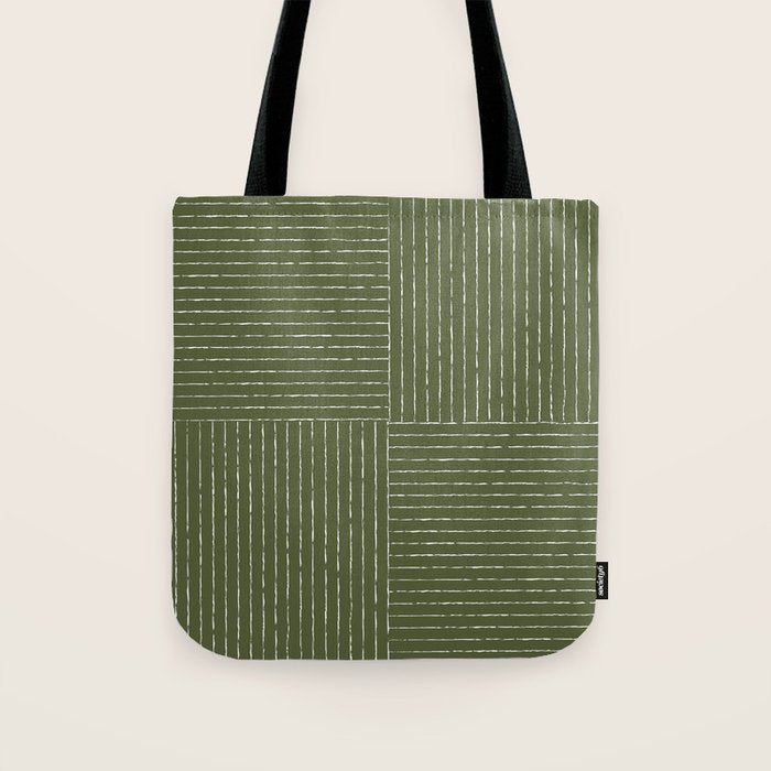 Lines III (Moss Green) Tote Bag Gallery Image 1