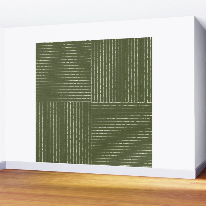 Lines III (Moss Green) Wall Mural Gallery Image 2