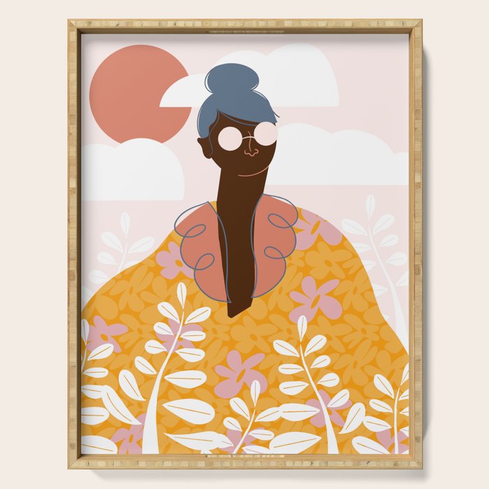 Abstract Woman - Messy Bun Serving Tray Gallery Image 1