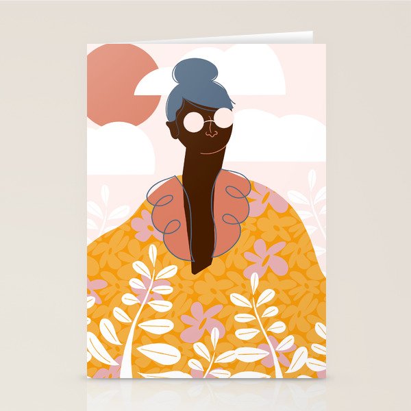 Abstract Woman - Messy Bun Stationery Card Gallery Image 1