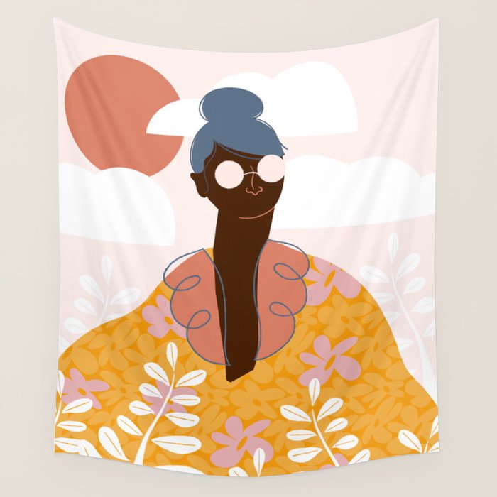 Abstract Woman - Messy Bun Wall Tapestry Gallery Image 4