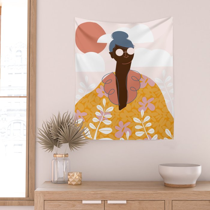 Abstract Woman - Messy Bun Wall Tapestry Gallery Image 2