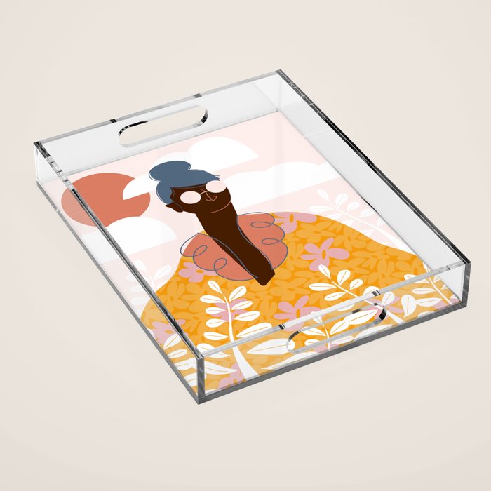 Abstract Woman - Messy Bun Acrylic Tray Gallery Image 1