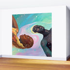 Suspended, Abstract Black People Love Couple, Human Humanity Emotions Feelings, Expression Eclectic Painting Space Wall Mural Gallery Image 2