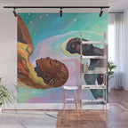 Suspended, Abstract Black People Love Couple, Human Humanity Emotions Feelings, Expression Eclectic Painting Space Wall Mural Gallery Image 1