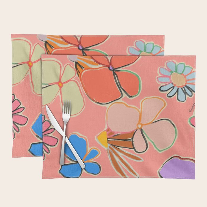 VINTAGE GARDEN PEACH Placemat Gallery Image 1