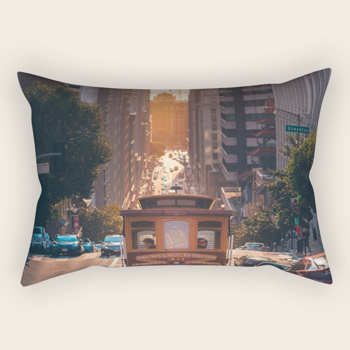 San Francisco Trolley (Color) Rectangular Pillow Gallery Image 2