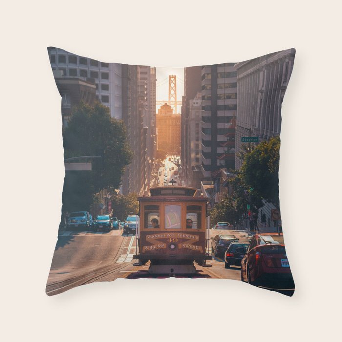 San Francisco Trolley (Color) Throw Pillow Gallery Image 6