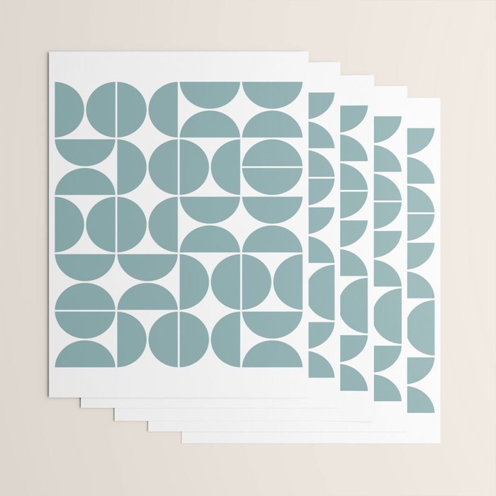 Mid Century Modern Geometric 04 Glass Blue Wrapping Paper Gallery Image 3