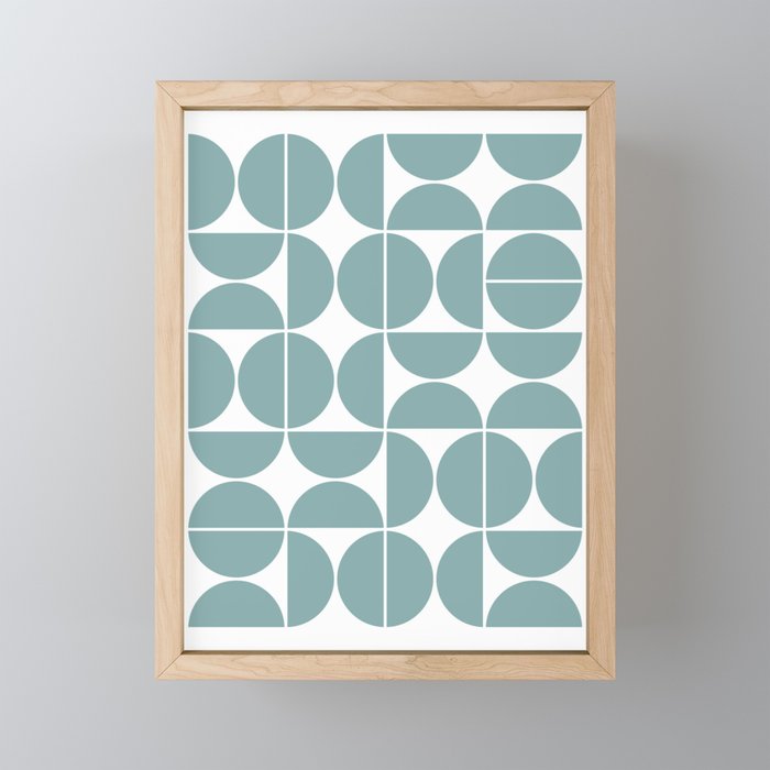 Mid Century Modern Geometric 04 Glass Blue Mini Art Print Gallery Image 1
