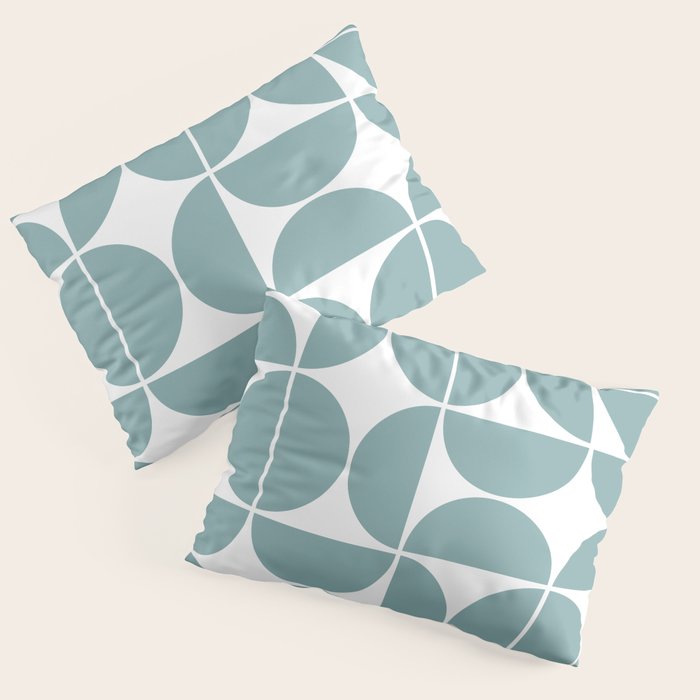 Mid Century Modern Geometric 04 Glass Blue Pillow Sham Gallery Image 1