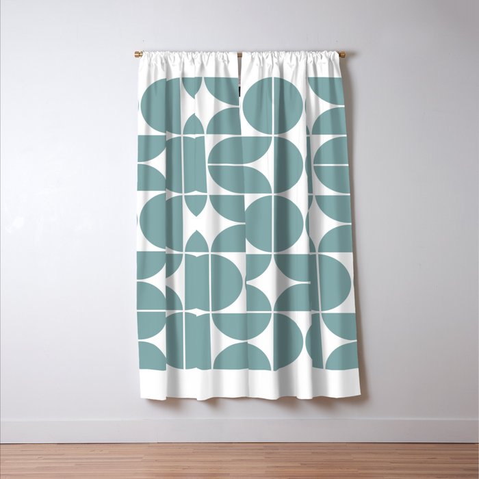 Mid Century Modern Geometric 04 Glass Blue Window Curtain Gallery Image 3