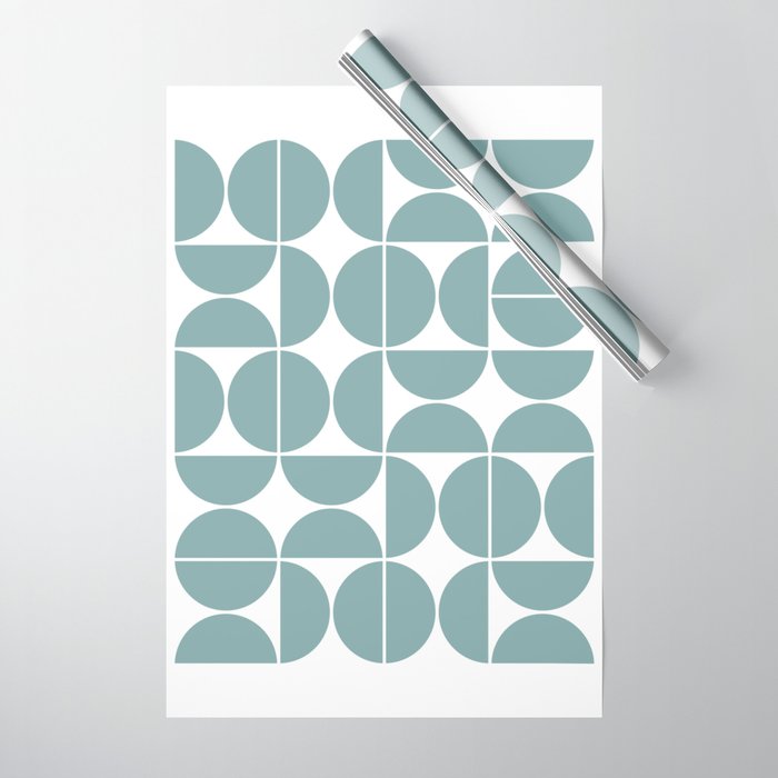Mid Century Modern Geometric 04 Glass Blue Wrapping Paper Gallery Image 1