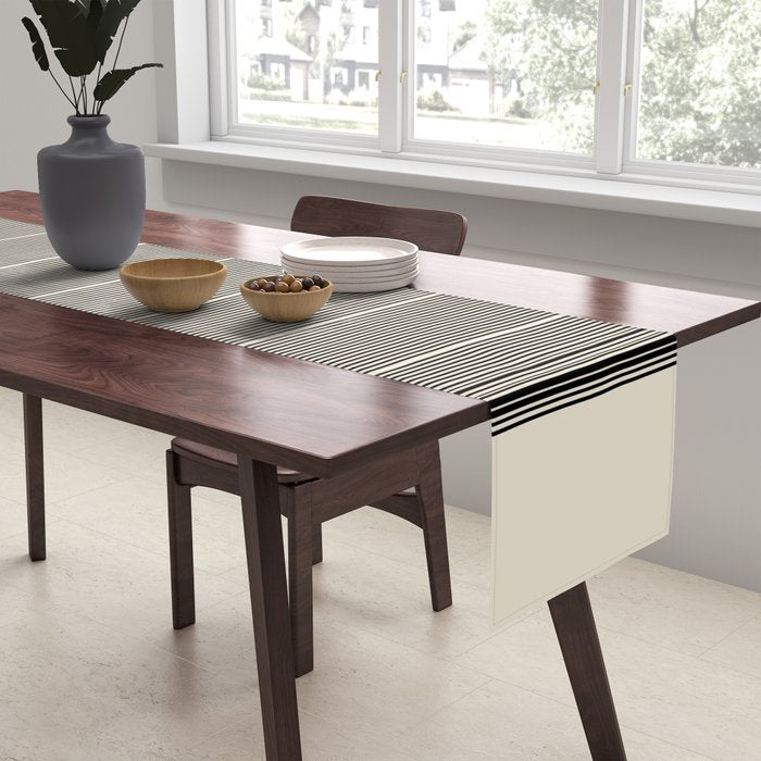 Abstraction_LINE_BLACK_DOT_VISUAL_ART_Minimlism_001A Table Runner Gallery Image 2