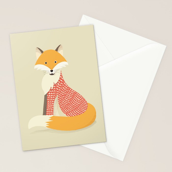 Whimsical Red Fox Stationery Card Gallery Image 2
