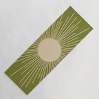 Mid-Century Modern Sunburst - Minimalist Sun in Mid Mod Beige and Olive Green Yoga Mat Gallery Image 1
