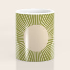 Mid-Century Modern Sunburst - Minimalist Sun in Mid Mod Beige and Olive Green Coffee Mug Gallery Image 4