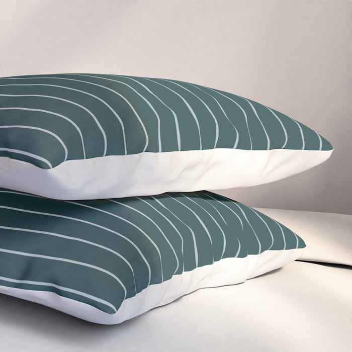 Minimal Arch XXXVIII Dark Teal Green Modern Geometric Lines Pillow Sham Gallery Image 3