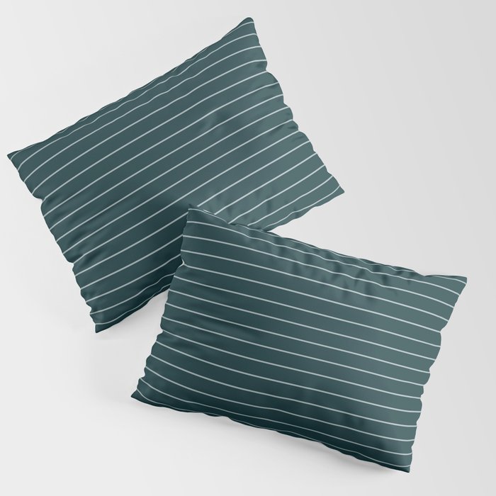 Minimal Arch XXXVIII Dark Teal Green Modern Geometric Lines Pillow Sham Gallery Image 3
