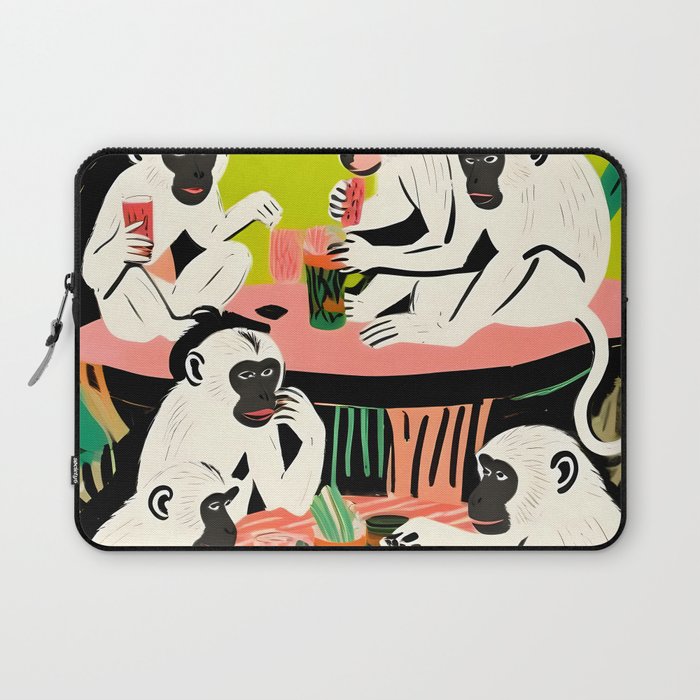Game Weekend, Monkey Pastel Tropical Playing Cards, Fun Eclectic Party Drinks Alcohol Jungle, Wild Animals Friends Hangout Painting Laptop Sleeve Gallery Image 1