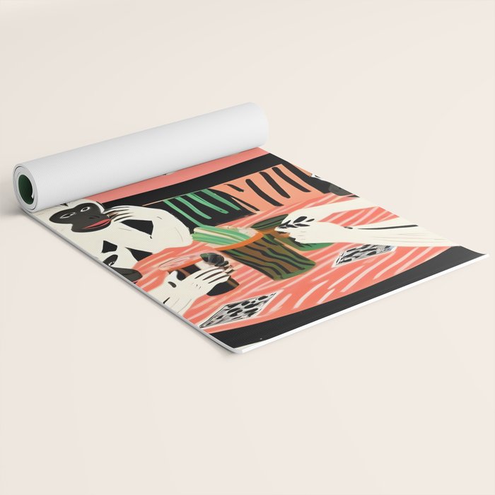 Game Weekend, Monkey Pastel Tropical Playing Cards, Fun Eclectic Party Drinks Alcohol Jungle, Wild Animals Friends Hangout Painting Yoga Mat Gallery Image 2