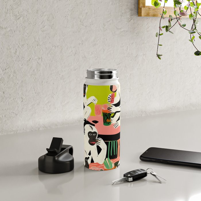 Game Weekend, Monkey Pastel Tropical Playing Cards, Fun Eclectic Party Drinks Alcohol Jungle, Wild Animals Friends Hangout Painting Water Bottle Gallery Image 4