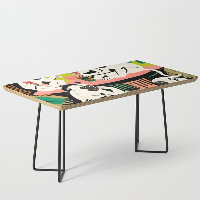 Game Weekend, Monkey Pastel Tropical Playing Cards, Fun Eclectic Party Drinks Alcohol Jungle, Wild Animals Friends Hangout Painting Coffee Table Gallery Image 1