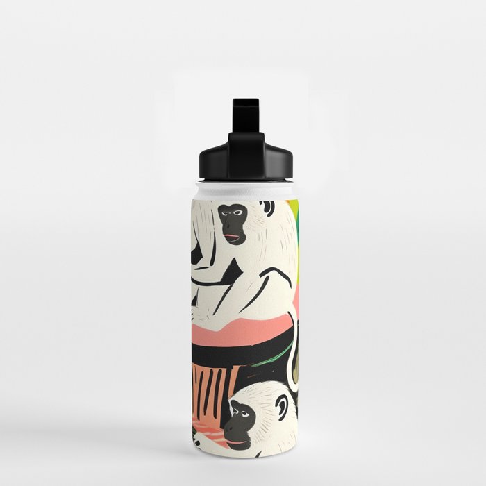 Game Weekend, Monkey Pastel Tropical Playing Cards, Fun Eclectic Party Drinks Alcohol Jungle, Wild Animals Friends Hangout Painting Water Bottle Gallery Image 2