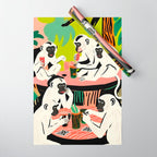 Game Weekend, Monkey Pastel Tropical Playing Cards, Fun Eclectic Party Drinks Alcohol Jungle, Wild Animals Friends Hangout Painting Wrapping Paper Gallery Image 1