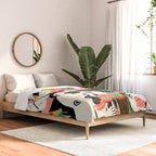Game Weekend, Monkey Pastel Tropical Playing Cards, Fun Eclectic Party Drinks Alcohol Jungle, Wild Animals Friends Hangout Painting Comforter Gallery Image 2